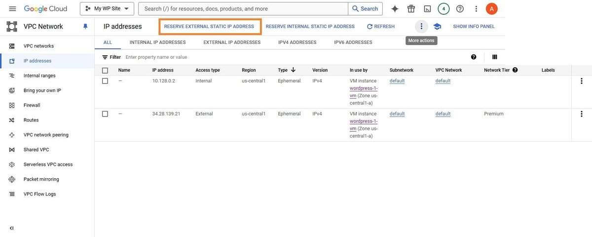 Reserve External Static IP GCP