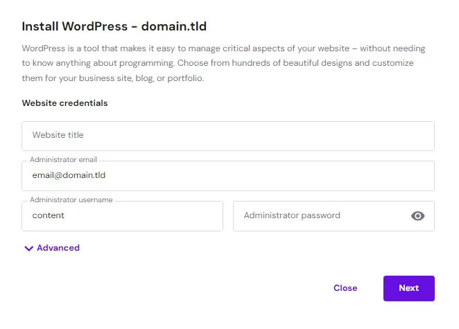 hpanel-autoinstaller-wordpress-credentials-2