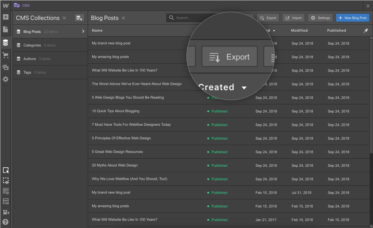 WebFlow CSV Export